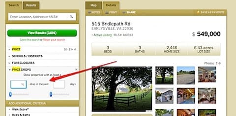 Price reductions in the Charlottesville real estate market - 10% in past 30 days