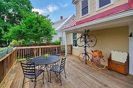 Bikes on a deck in Charlottesville