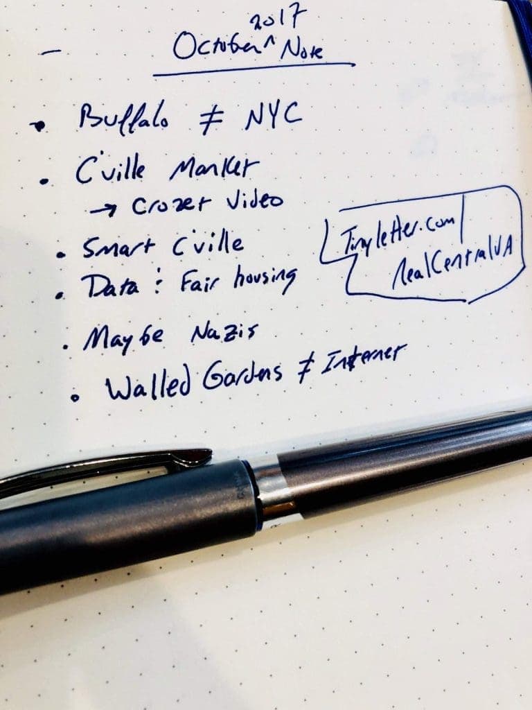 October 2017 Note From Jim | Buffalo ? NYC, Data, Walled Gardens