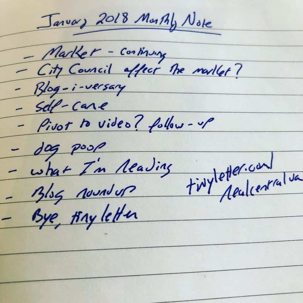 Self Care, Dog Poop, Market Update | January 2018 Monthly Note