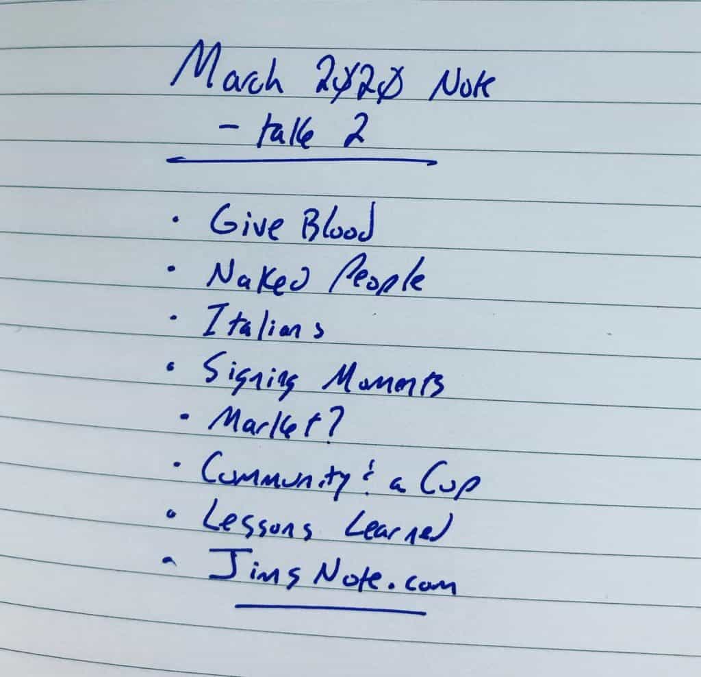 March 2020 note from Jim