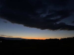 Browns Gap turnpike dark clouds and sunrise