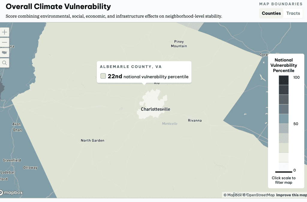 Albemarle County is in the 22nd national vulnerability percentile