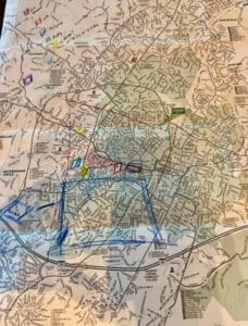 Detailed map of Richmond VA with neighborhoods and transit lines.