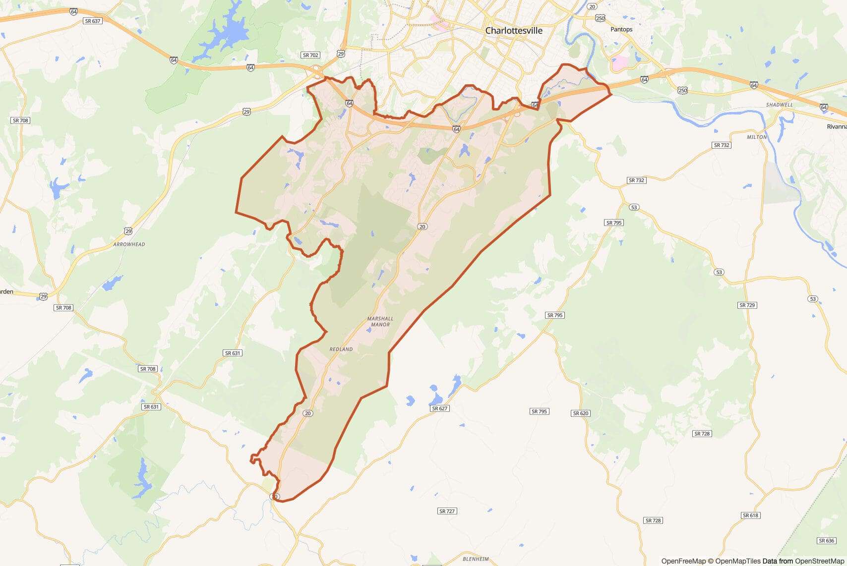 Map of Mountain View Elementary District with neighborhood boundary outlined