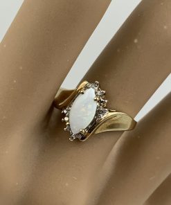 Vintage Natural Opal Diamond Ring Yellow Gold Size 7 for sale