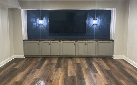 Modern interior lighting design in renovated living space
