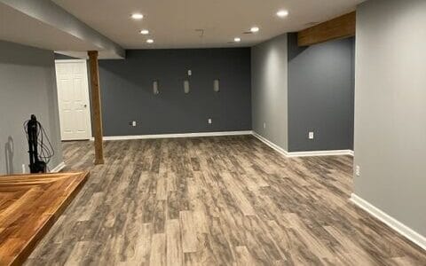 Open concept living space after home remodeling