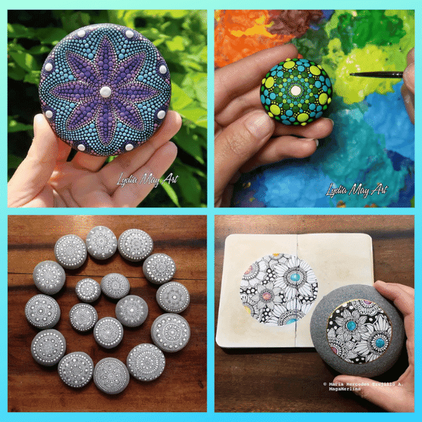 Easy Mandala Rock Painting for Beginners: Free Dot Art PDF 14 dot art mandala rock painting