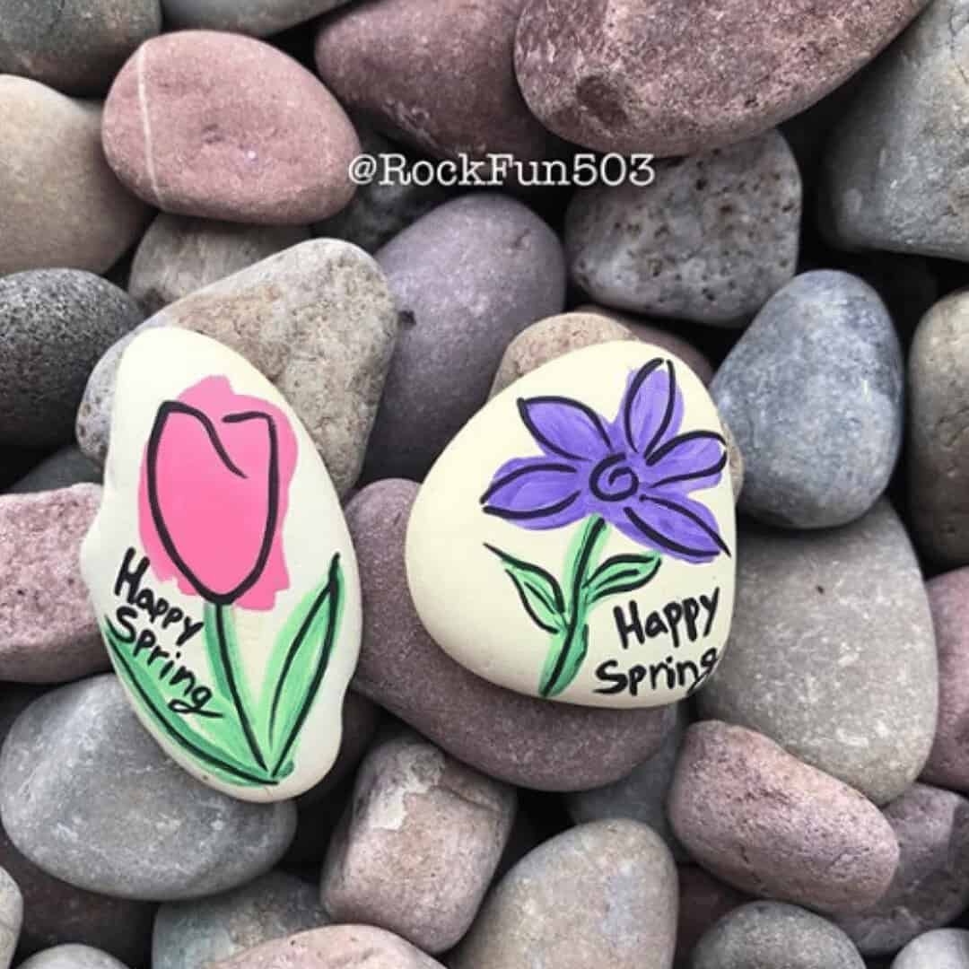 50+ Easy spring Crafts - Painted Rock Ideas To Inspire You 23 happy spring painted rocks