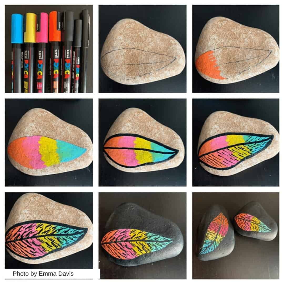 50+ Easy spring Crafts - Painted Rock Ideas To Inspire You 5 rainbow feather painted rocks
