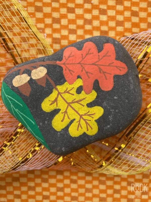 5 Easy Thanksgiving Rock Painting Ideas Kids and Adults Will Love 8 AUTUMN LEAVES PAINTED ROCK