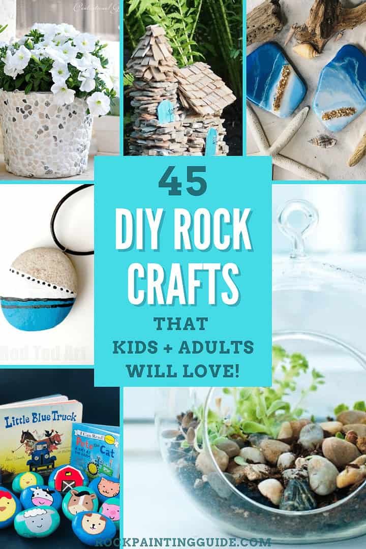 45 Rock Crafts That Will Keep You Busy All Year! (Kids + Adults) 50 rock crafts pin