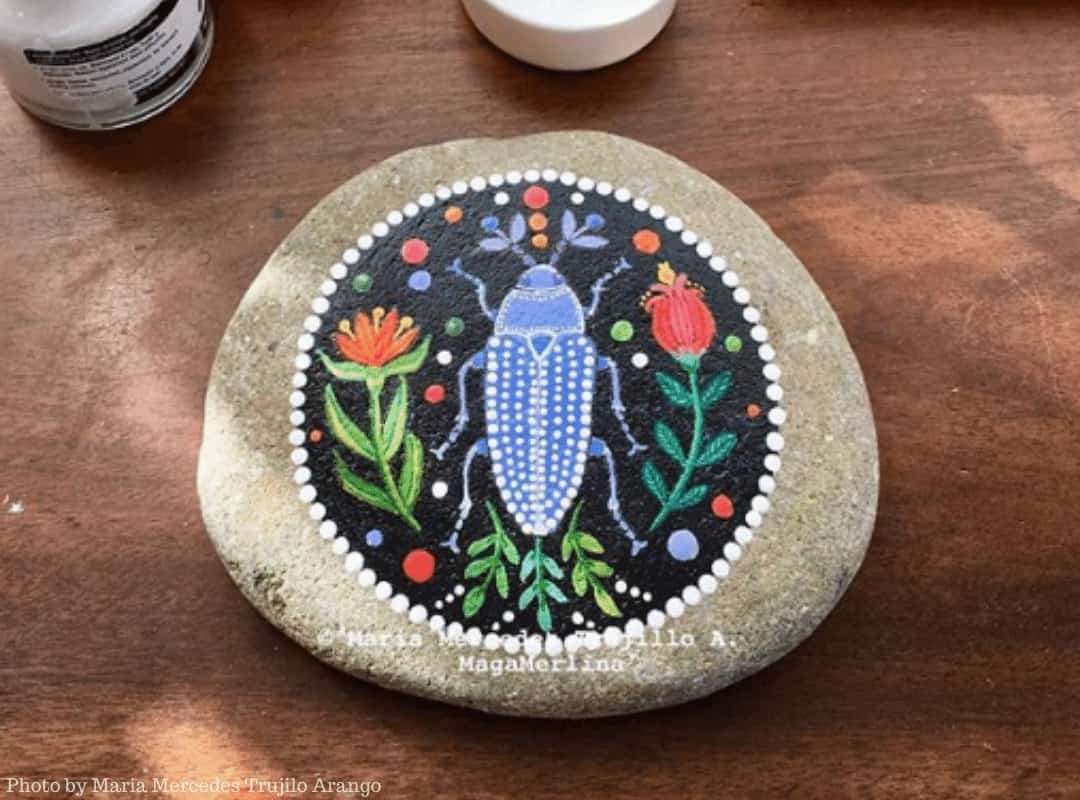 Creative Ways to Paint Mandalas with Maria Mercedes Trujillo 9 bug painted stone