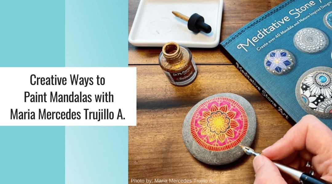 Creative Ways to Paint Mandalas with Maria Mercedes Trujillo 3 pink and gold mandalas on stone