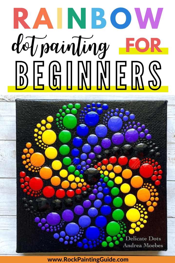 How to Make a Rainbow Inspired Mandala Art Dot Painting 15 rainbow swirl dot painted canvas