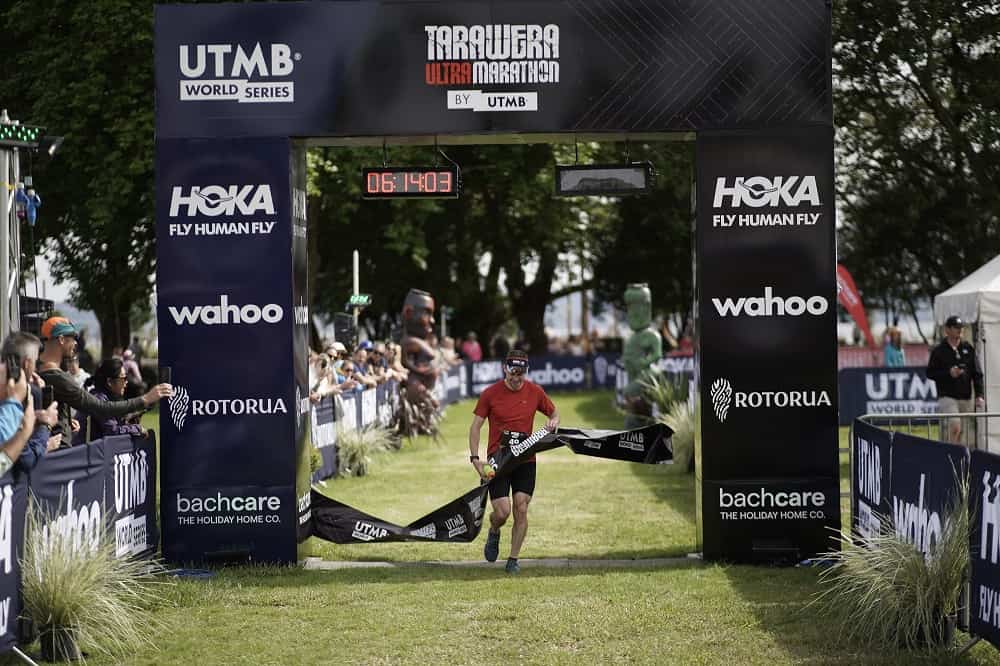David Haunschmidt (NZL) took the tape in the men's TUM50 at the 2023 Tarawera Ultramarathon by UTMB - Photo Sportograf (002)