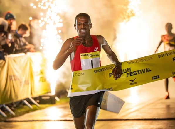 Record breaking - Ethiopia's Hagos Gebrhiwet recorded the fastest ever road 5k run in Britain at the SportsShoes.com Podium Festival (002)