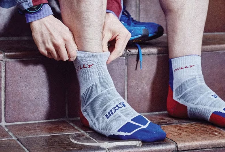 Hilly running socks and footwear