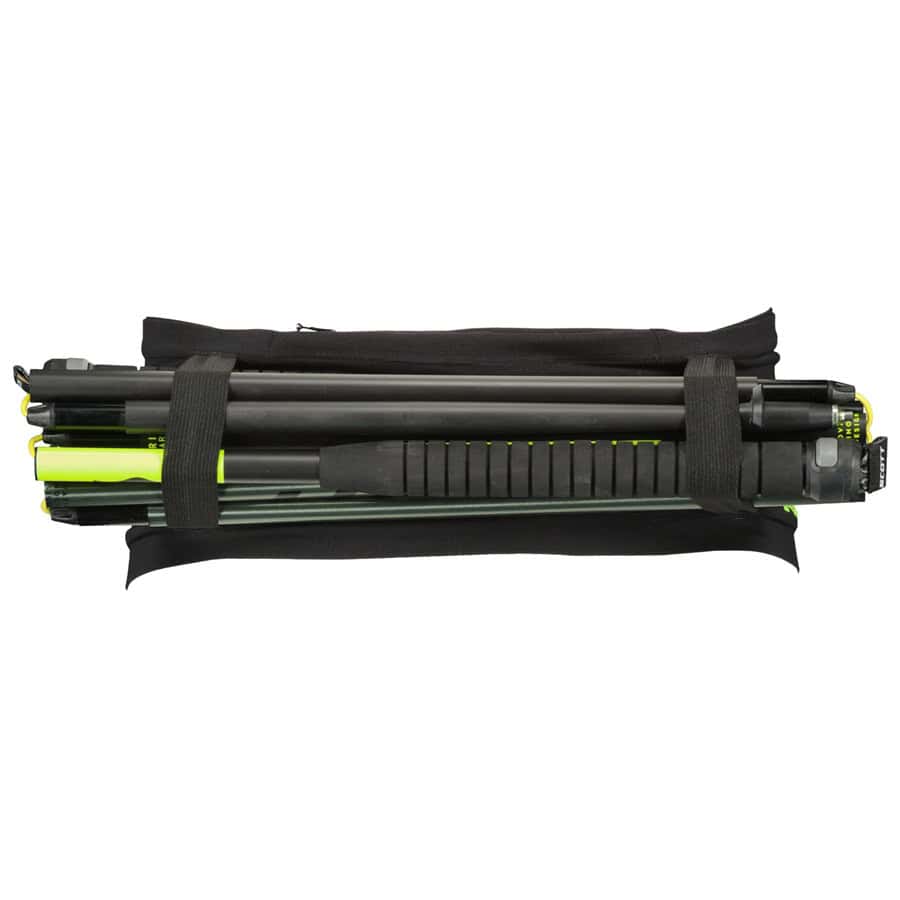 Tripod with adjustable legs and carrying bag for running and outdoor training, designed for stability and portability.