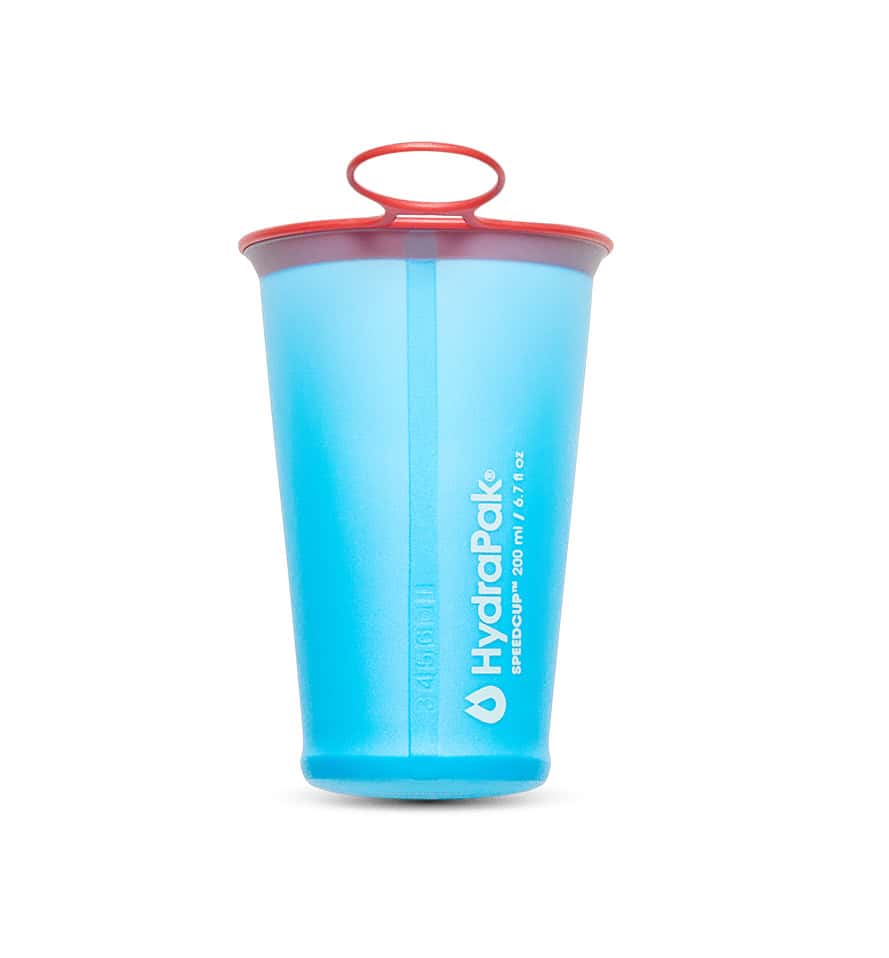 Eco-friendly HydraPak hydration bottle promoting sustainability at Brighton Marathon, made from recyclable materials, ideal for runners and outdoor enthusiasts.