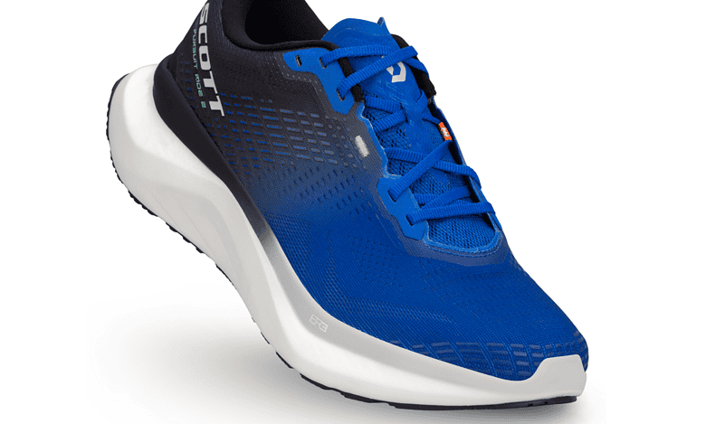 High-performance blue running shoe with lightweight design and cushioned sole for optimal comfort and support during running.