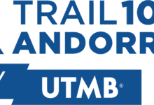 Official logo of Trail 100 Andorra, featuring mountain peaks and trail elements, representing the ultramarathon event in Andorra.