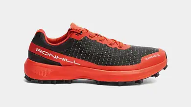 Ronhill Women's Reverence SL running shoes in black and red, designed for comfort and performance during running activities.