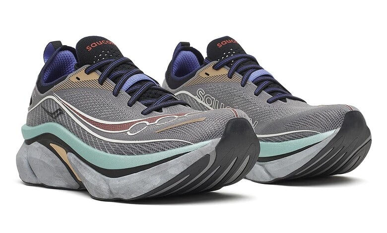 Close-up of Daikanyama Endorphin Elite 3 running shoes showcasing their modern design and colour scheme for optimal running performance.