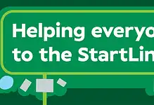 A colourful graphic promoting accessibility at parkrun, featuring a map and the StartLine initiative by Specsavers and parkrun.