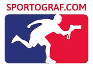 Sportograf logo featuring a running figure in white against a red and blue background, representing sports photography and running events.