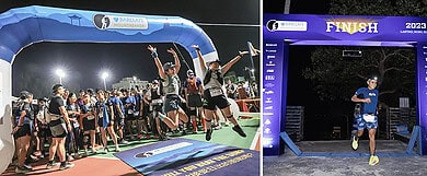 Barclays MoonTrekker runners and champion John Ray Onifa at the event start and finish