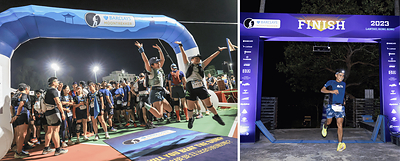 Barclays MoonTrekker runners and champion John Ray Onifa at the event start and finish
