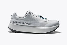 Light grey Mount to Coast running shoe with breathable mesh, cushioned midsole, and bold branding along the side.