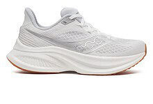 Saucony Endorphin Speed 5 running shoe in white with breathable mesh upper, cushioned midsole and grippy outsole.
