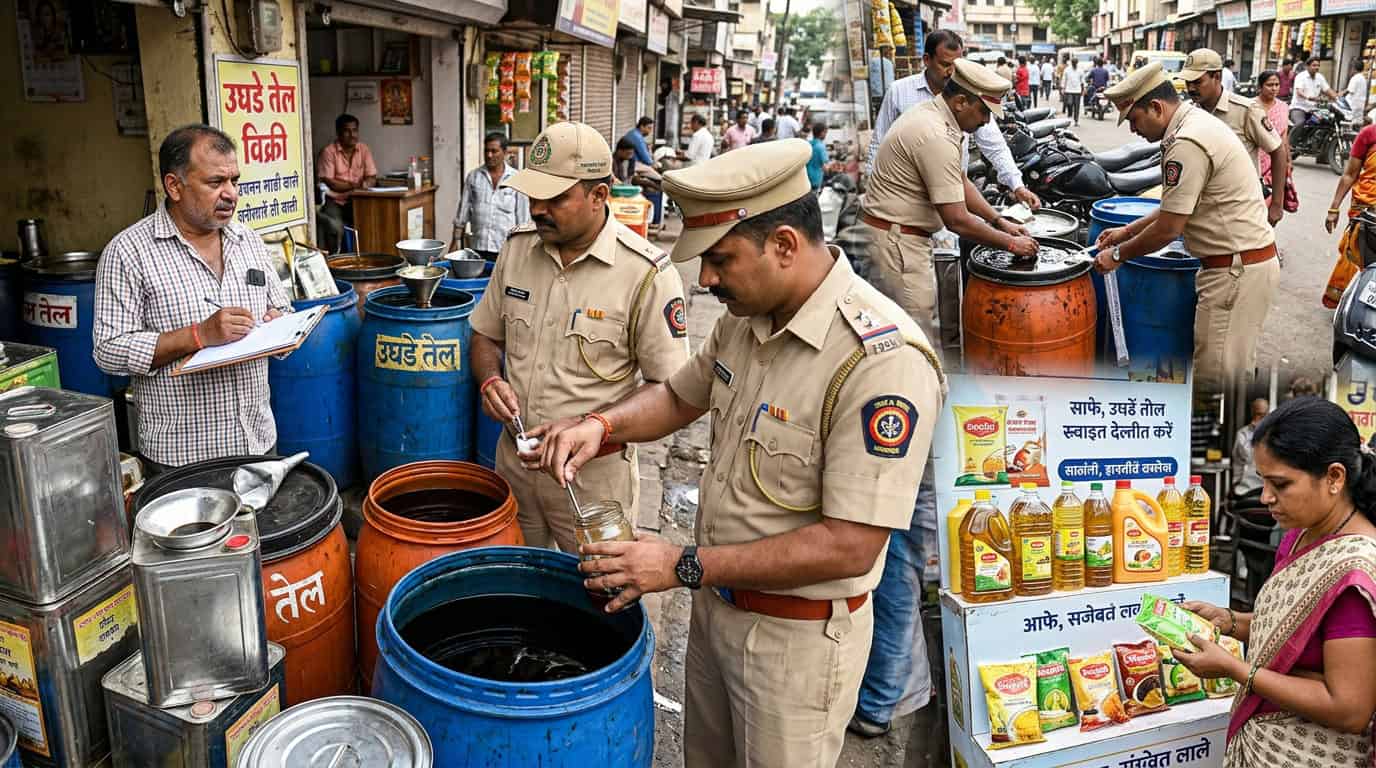 एफडीए अधिकाऱ्यांकडून खाद्यतेल विक्री दुकानाची तपासणी