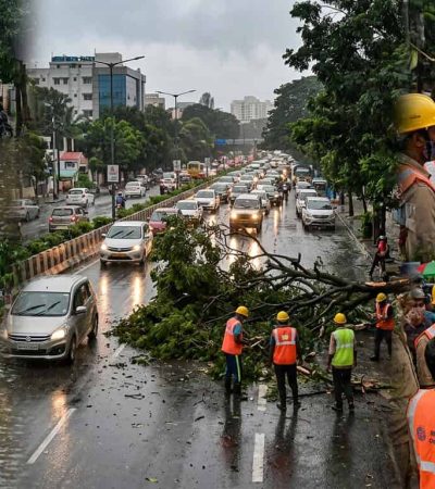 बंगळुरूत मुसळधार पावसाने वाहतूक कोलमडली, २२ ठिकाणी झाडे कोसळली