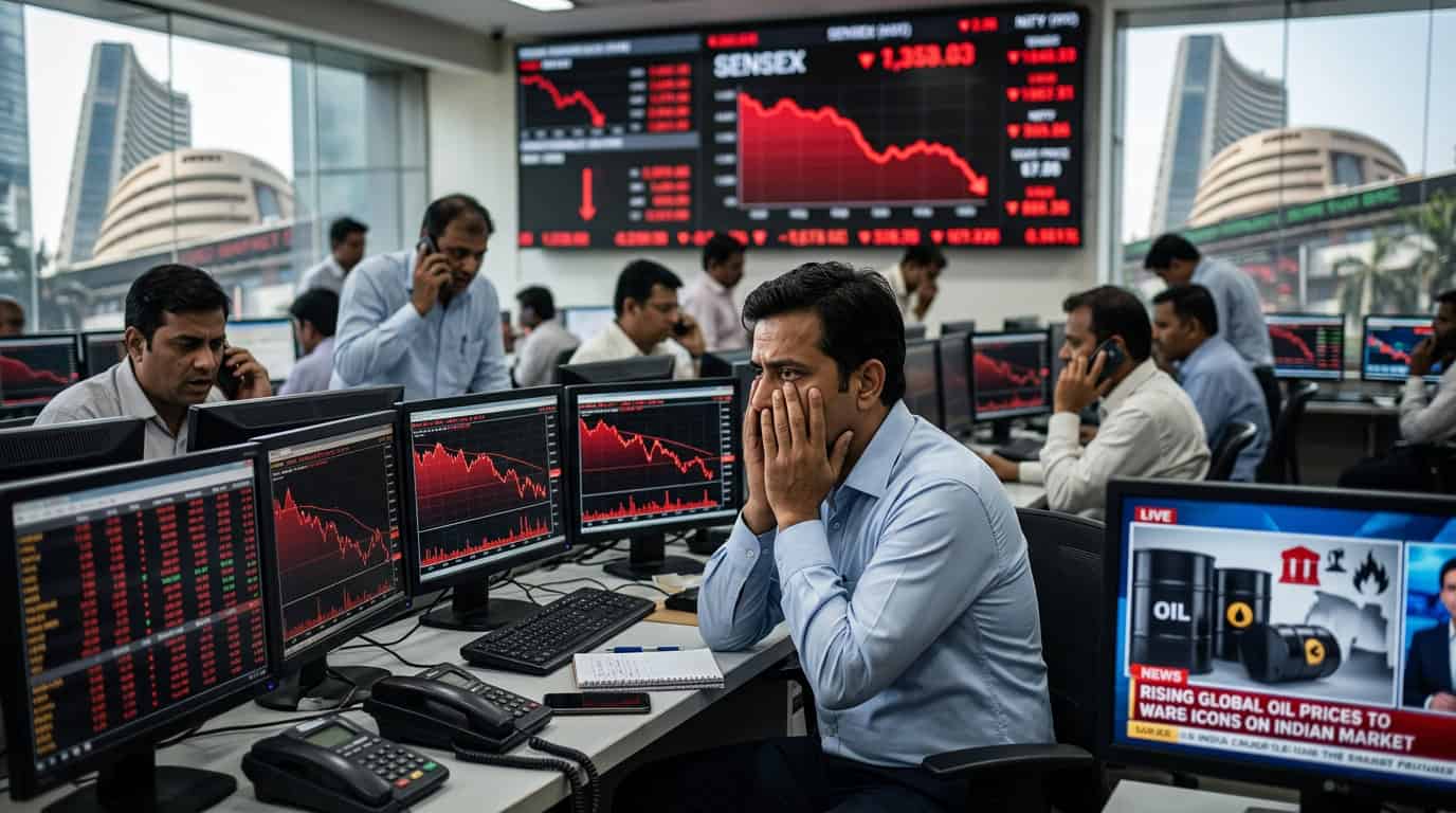 सेन्सेक्स निफ्टी घसरण दर्शवणारा शेअर बाजार चार्ट