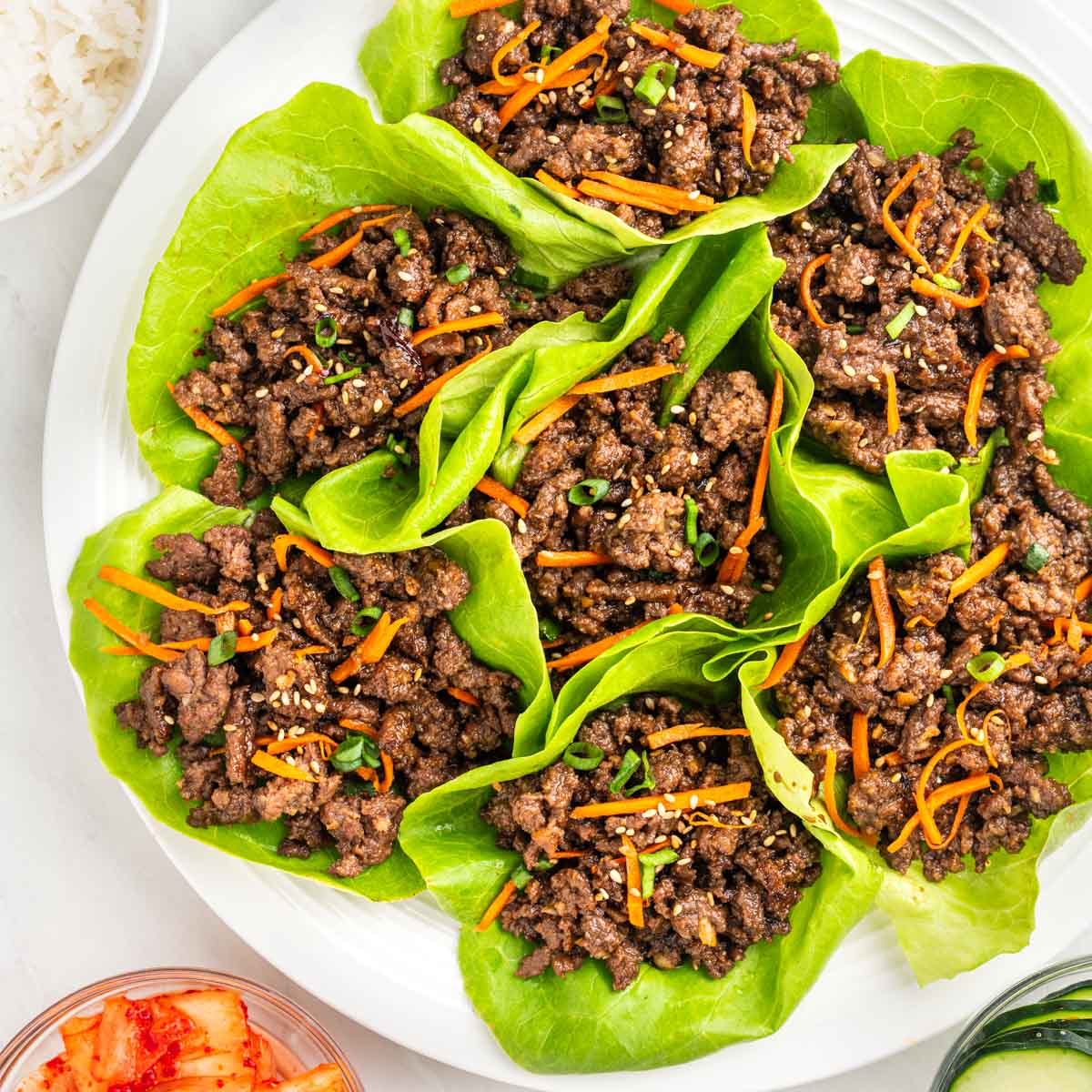 plate of Korean beef lettuce wraps.