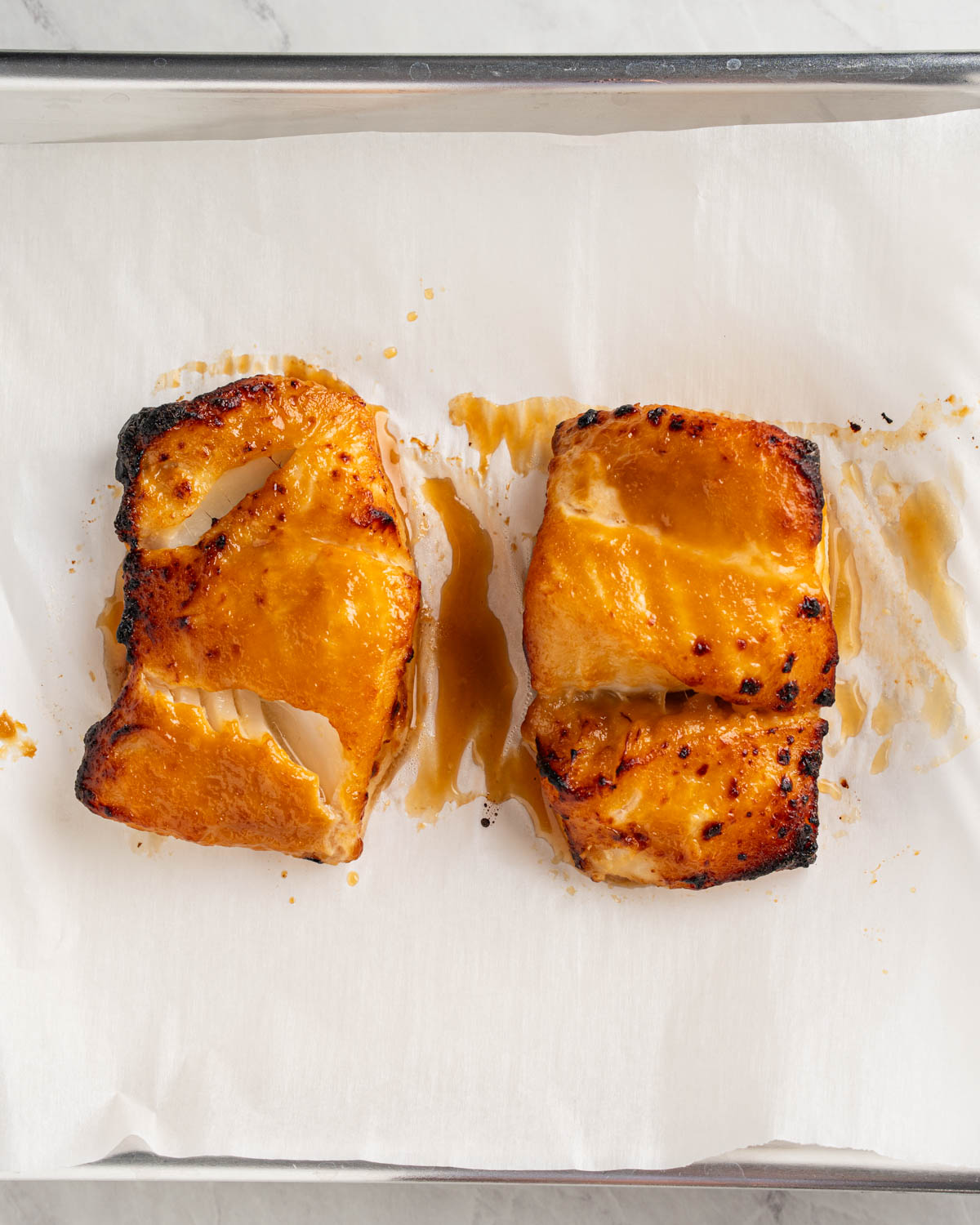 baked miso cod on sheet pan.