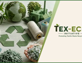 Tex-Eco Initiative graphic with recycled textiles and circular arrows