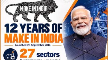 Prime Minister Narendra Modi at Make in India anniversary event.