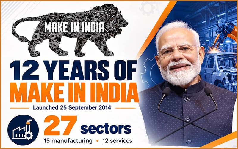 Prime Minister Narendra Modi at Make in India anniversary event.