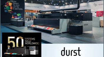 Durst P5 500 TEX iSUB digital printer at Print Expo event.