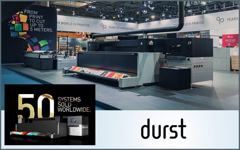 Durst P5 500 TEX iSUB digital printer at Print Expo event.