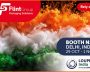 Flint Group booth at LOUPE India 2026 with colorful ink clouds.
