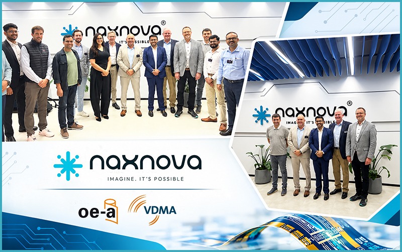 Group photo at Naxnova Printed Electronics Centre with OE-A and VDMA delegation.