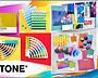 Pantone colour swatches and samples for colour matching system.