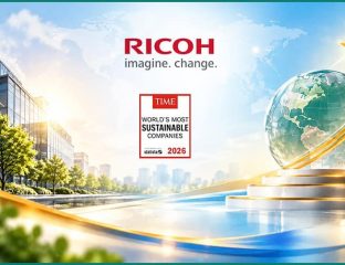 Ricoh logo with global and sustainable business themes for SEO.