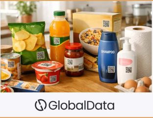 Various packaged food and household products with QR codes for smart packaging.